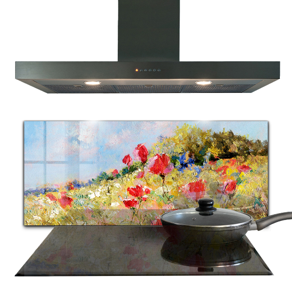 Kitchen splashback Summer meadow oil painting