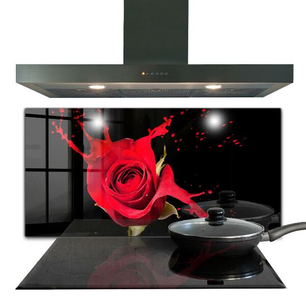 Kitchen splashback Red rose abstract