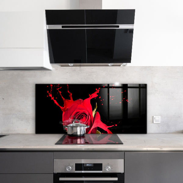 Kitchen splashback Red rose abstract