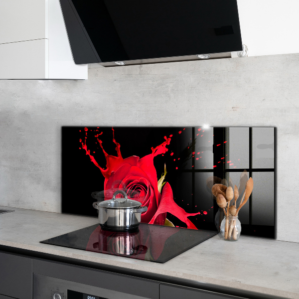 Kitchen splashback Red rose abstract