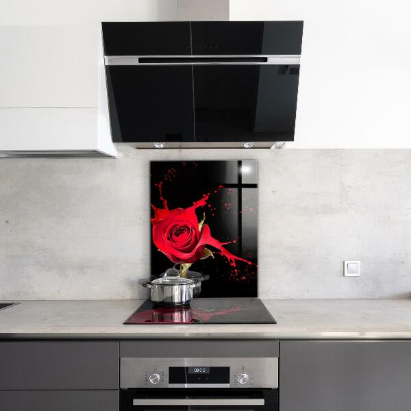 Kitchen splashback Red rose abstract