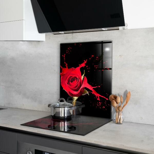 Kitchen splashback Red rose abstract