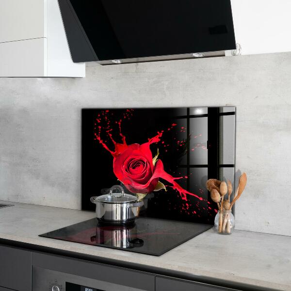 Kitchen splashback Red rose abstract