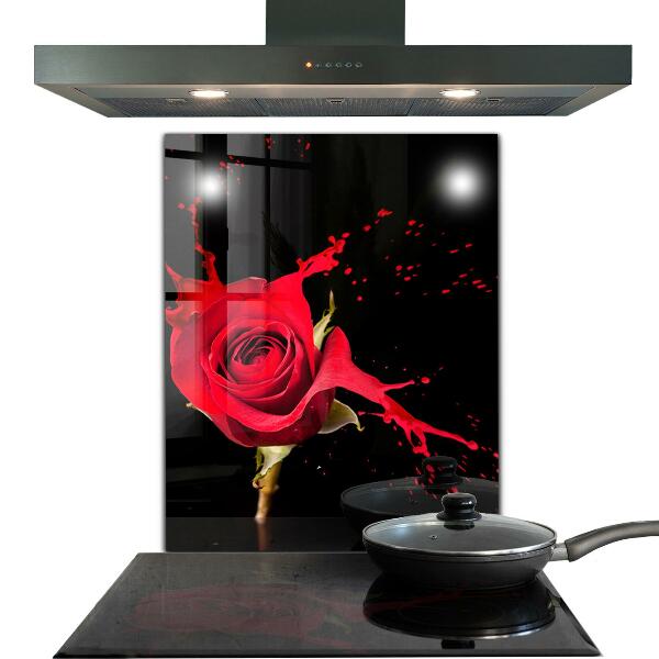 Kitchen splashback Red rose abstract