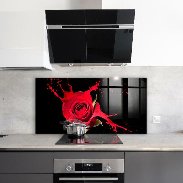 Kitchen splashback Red rose abstract