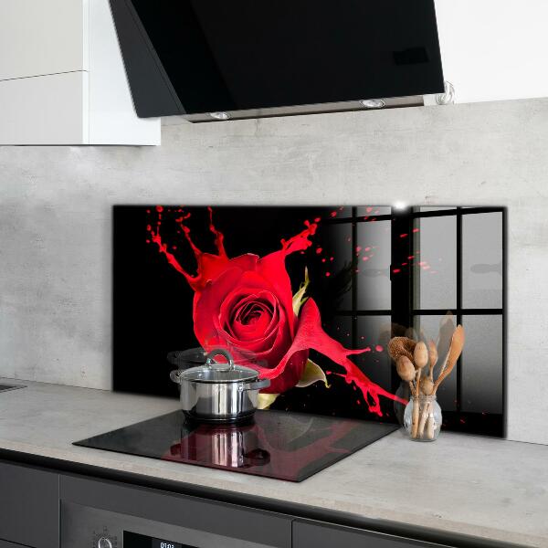 Kitchen splashback Red rose abstract