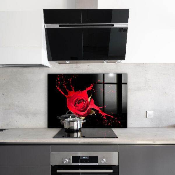 Kitchen splashback Red rose abstract
