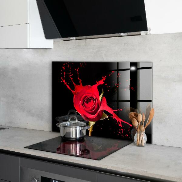 Kitchen splashback Red rose abstract