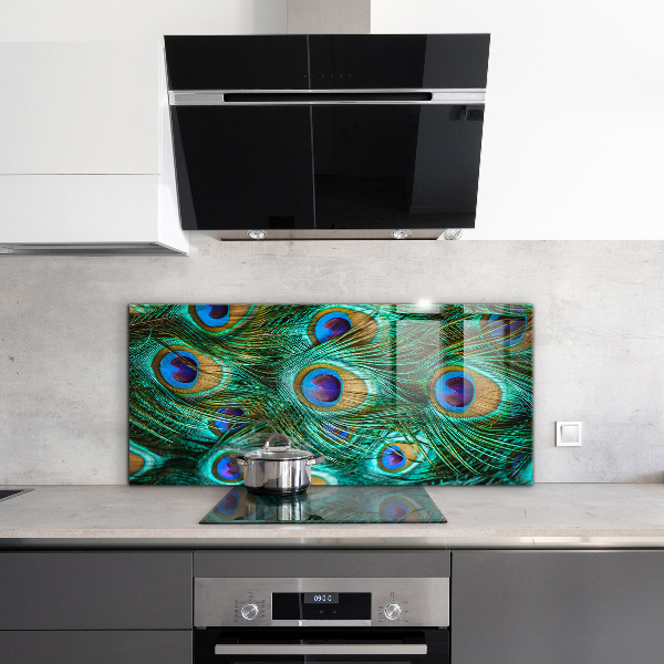 Glass splashback Peacock feathers beautiful nature