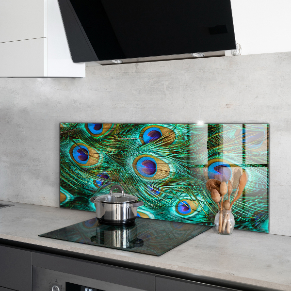 Glass splashback Peacock feathers beautiful nature