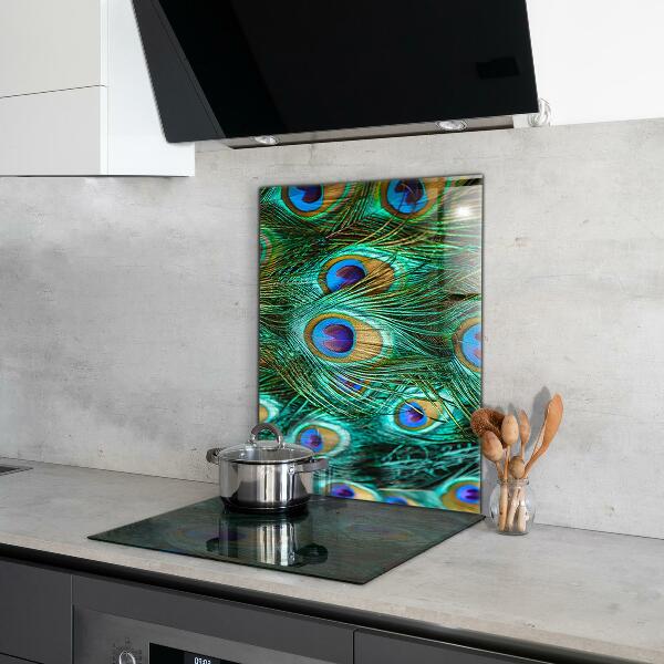 Glass splashback Peacock feathers beautiful nature