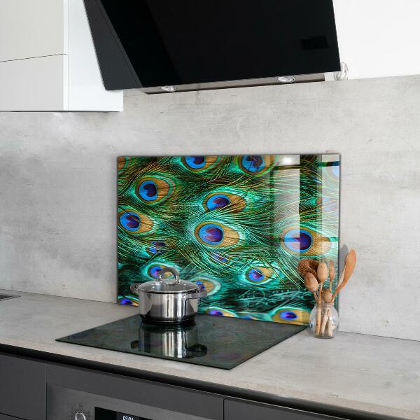 Glass splashback Peacock feathers beautiful nature