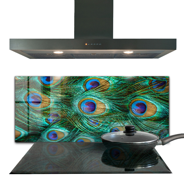 Glass splashback Peacock feathers beautiful nature