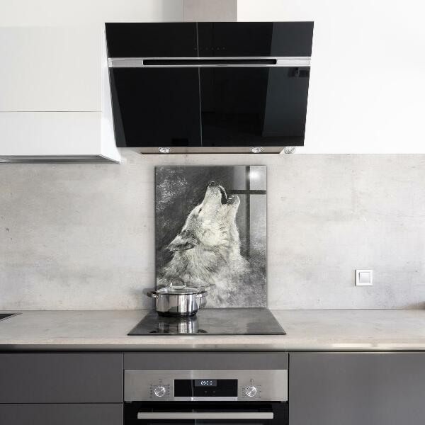 Cooker splashback Canadian wolf illustration