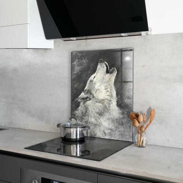 Cooker splashback Canadian wolf illustration
