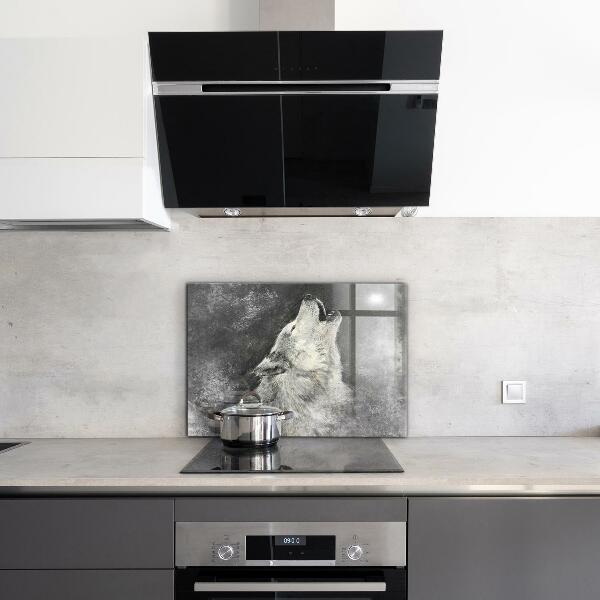 Cooker splashback Canadian wolf illustration
