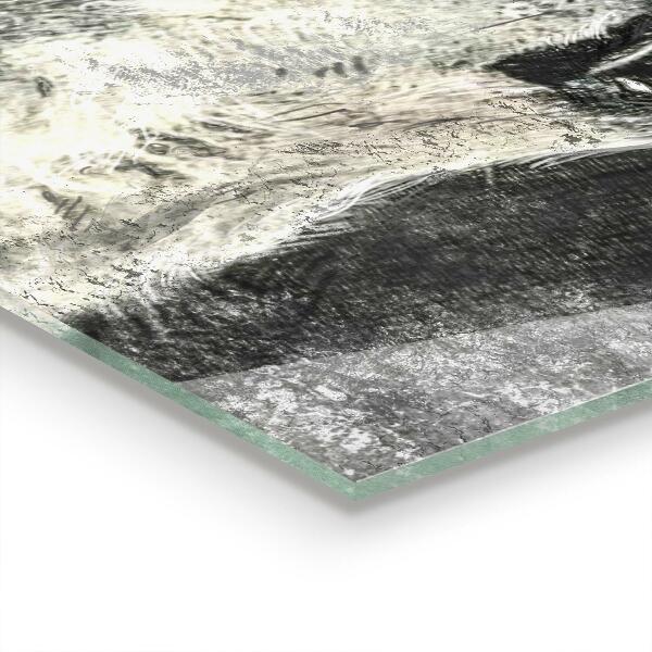 Cooker splashback Canadian wolf illustration