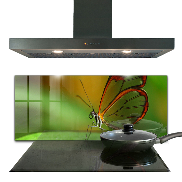 Cooker splashback Butterfly on a leaf