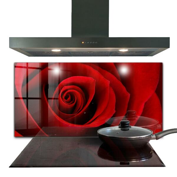 Kitchen splashback Red rose love