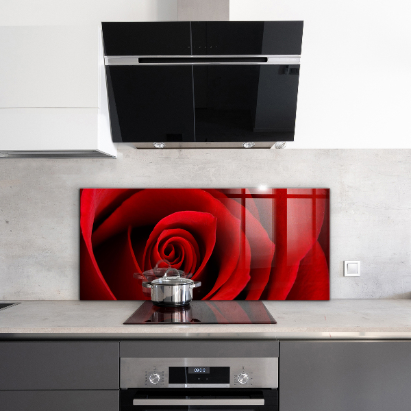 Kitchen splashback Red rose love