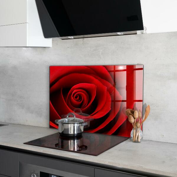 Kitchen splashback Red rose love