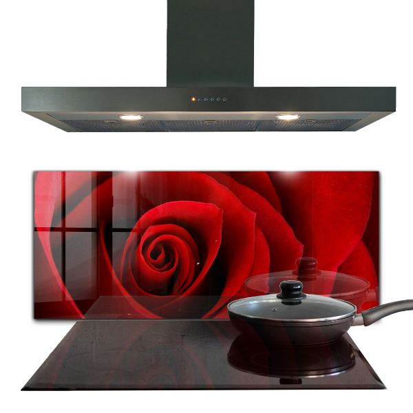 Kitchen splashback Red rose love