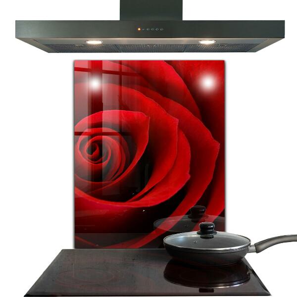 Kitchen splashback Red rose love