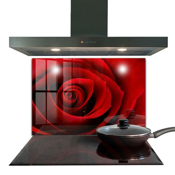 Kitchen splashback Red rose love