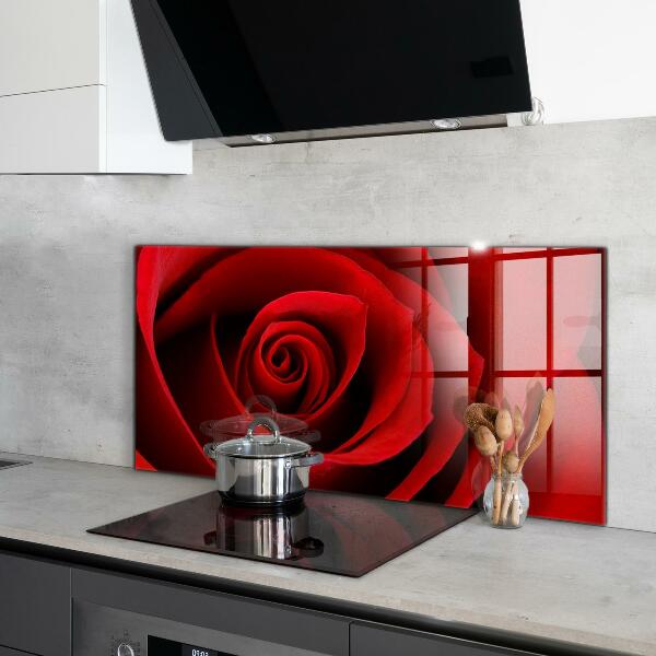 Kitchen splashback Red rose love