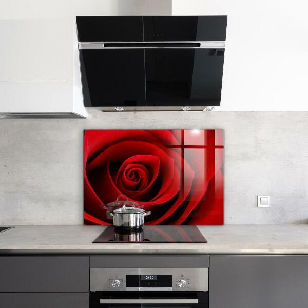 Kitchen splashback Red rose love