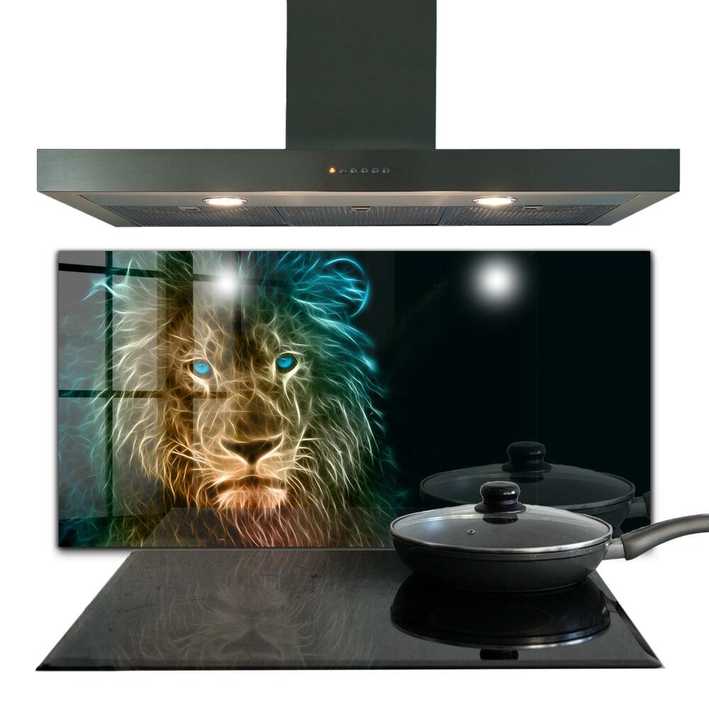 Cooker splashback Lion in abstract edition