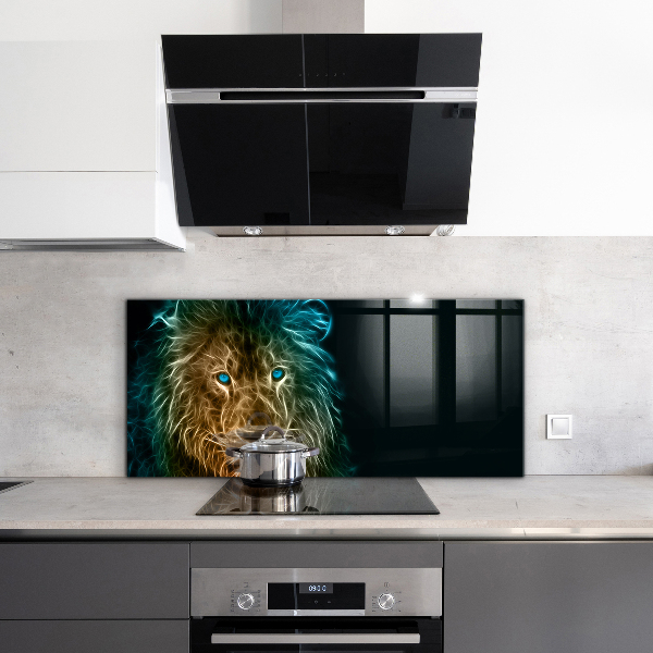 Cooker splashback Lion in abstract edition