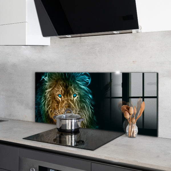 Cooker splashback Lion in abstract edition