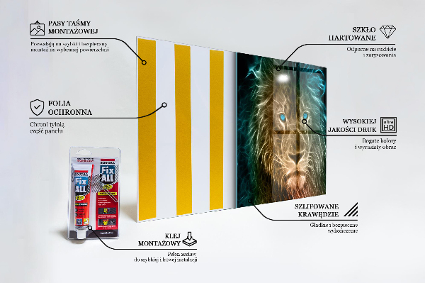 Cooker splashback Lion in abstract edition