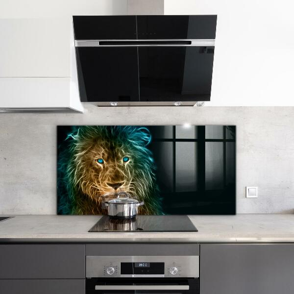 Cooker splashback Lion in abstract edition