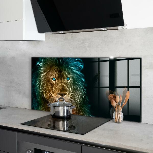 Cooker splashback Lion in abstract edition
