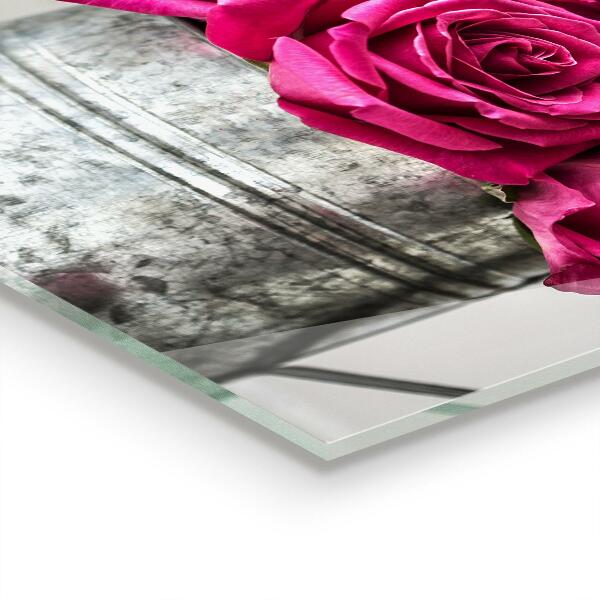 Kitchen splashback Watering can with a bouquet of roses