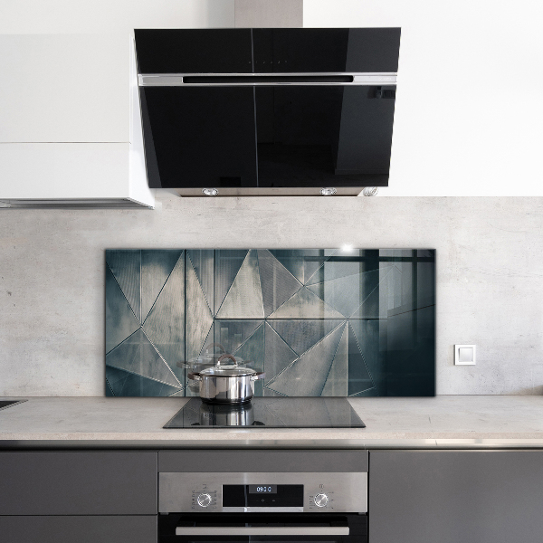 Glass splashback Metal abstract triangles
