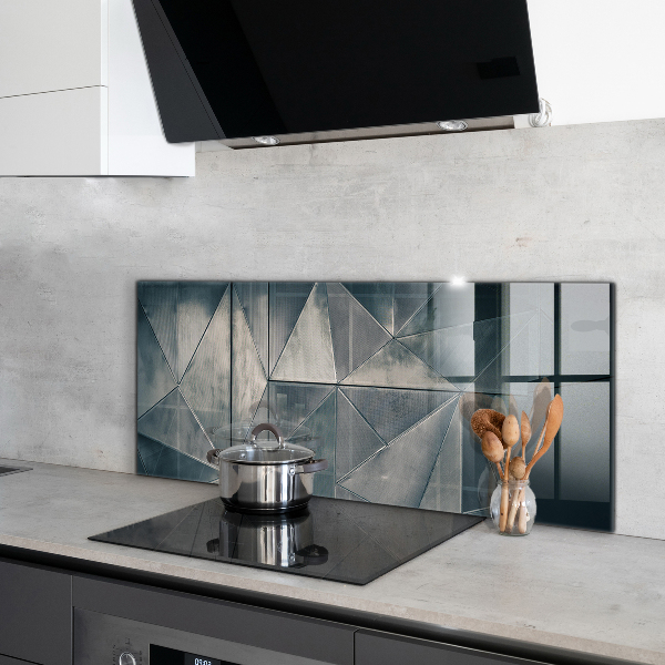 Glass splashback Metal abstract triangles
