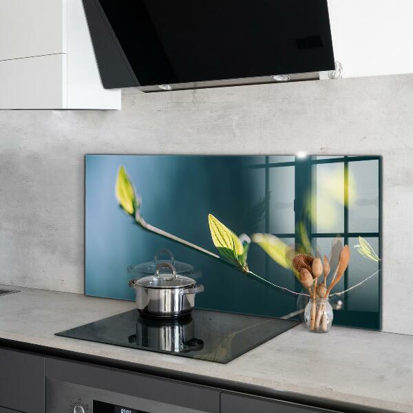 Kitchen wall panels Shiny leaf on branch