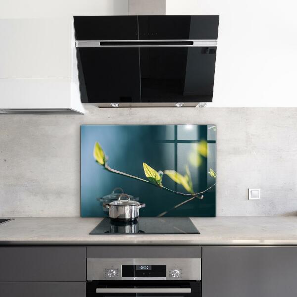 Kitchen wall panels Shiny leaf on branch