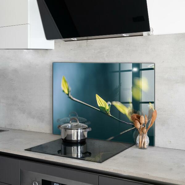 Kitchen wall panels Shiny leaf on branch