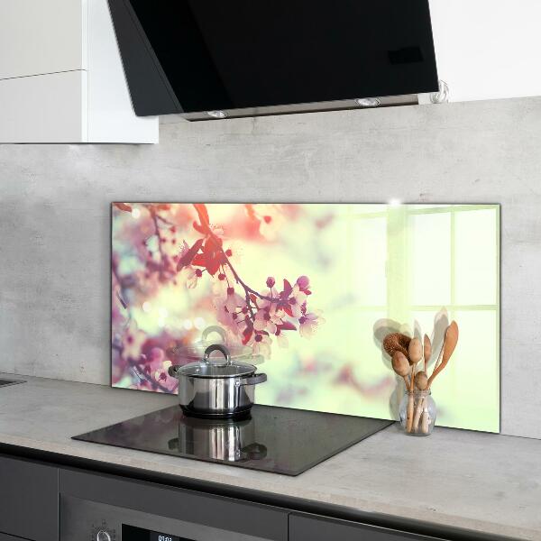 Kitchen wall panels Blooming pink tree