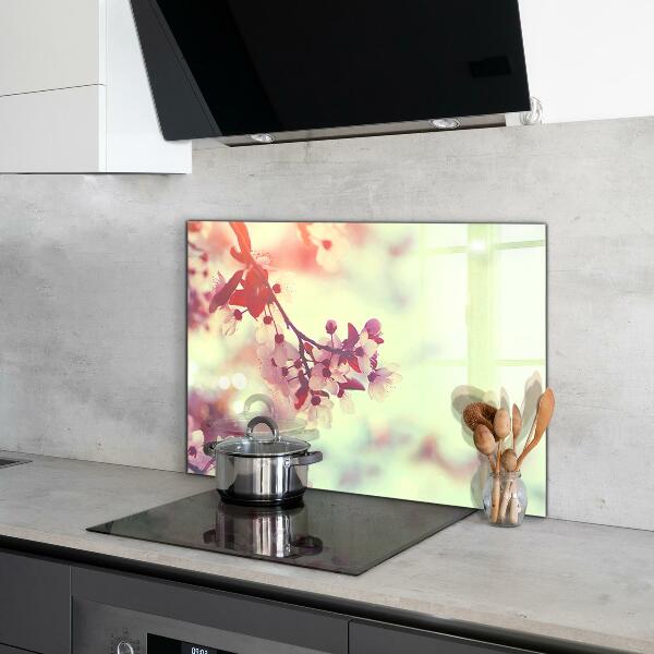 Kitchen wall panels Blooming pink tree