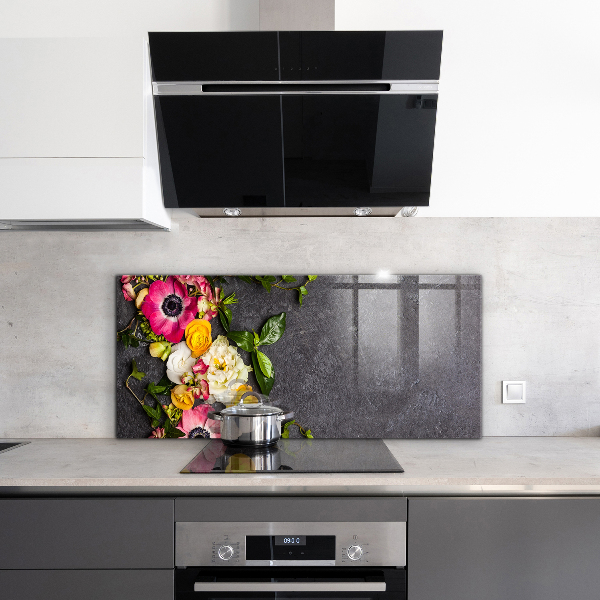 Kitchen wall panels Natural flowers composition