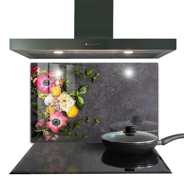 Kitchen wall panels Natural flowers composition