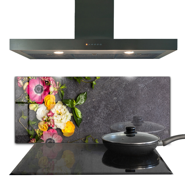Kitchen wall panels Natural flowers composition