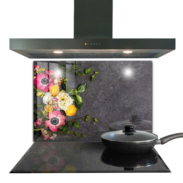 Kitchen wall panels Natural flowers composition