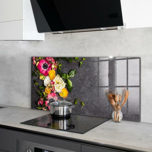 Kitchen wall panels Natural flowers composition