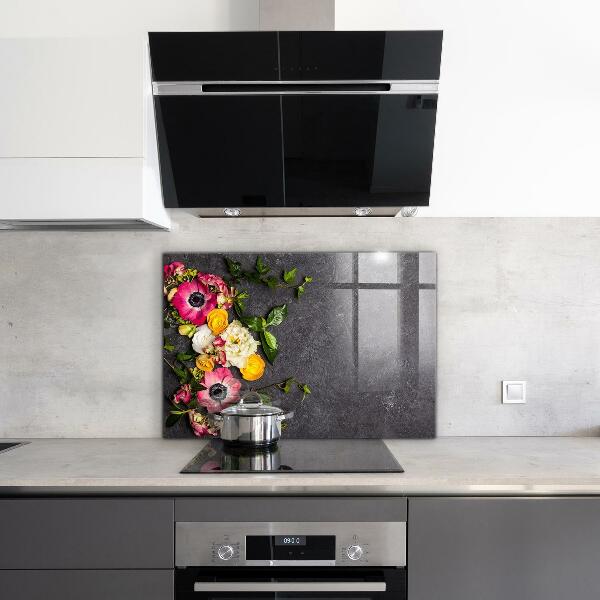 Kitchen wall panels Natural flowers composition